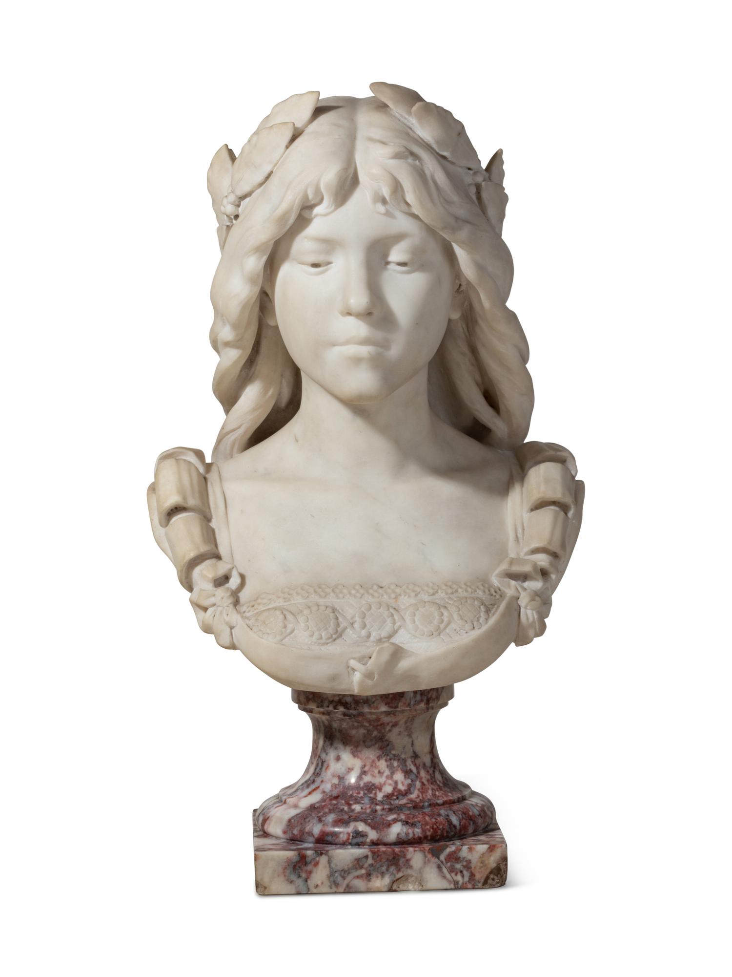 An Italian Carved Marble Bust of a Lady