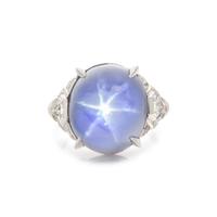 ART DECO, PLATINUM, STAR SAPPHIRE AND DIAMOND RING