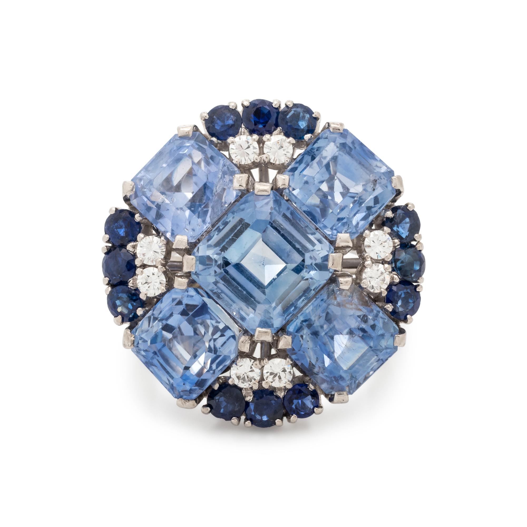 OSCAR HEYMAN & BROTHERS, SAPPHIRE AND DIAMOND RING