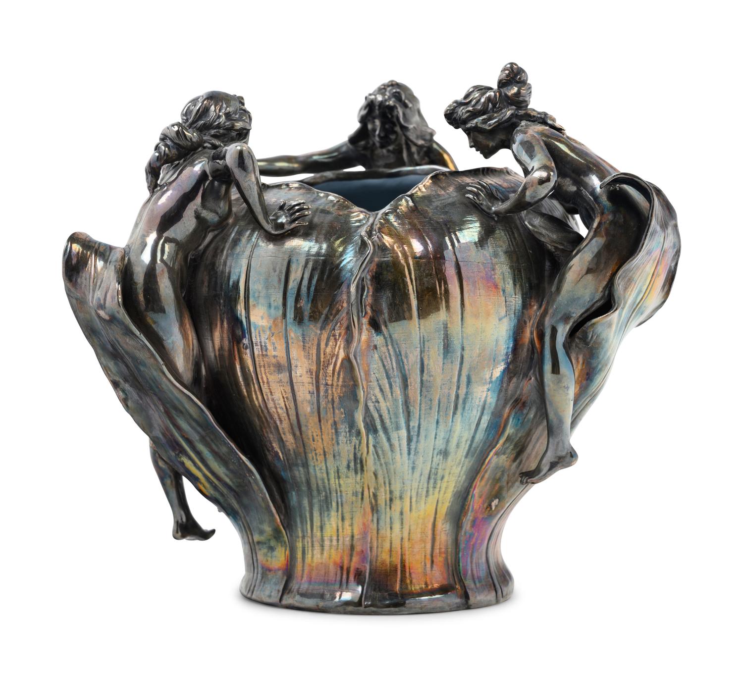 An Art Nouveau Silvered Vase