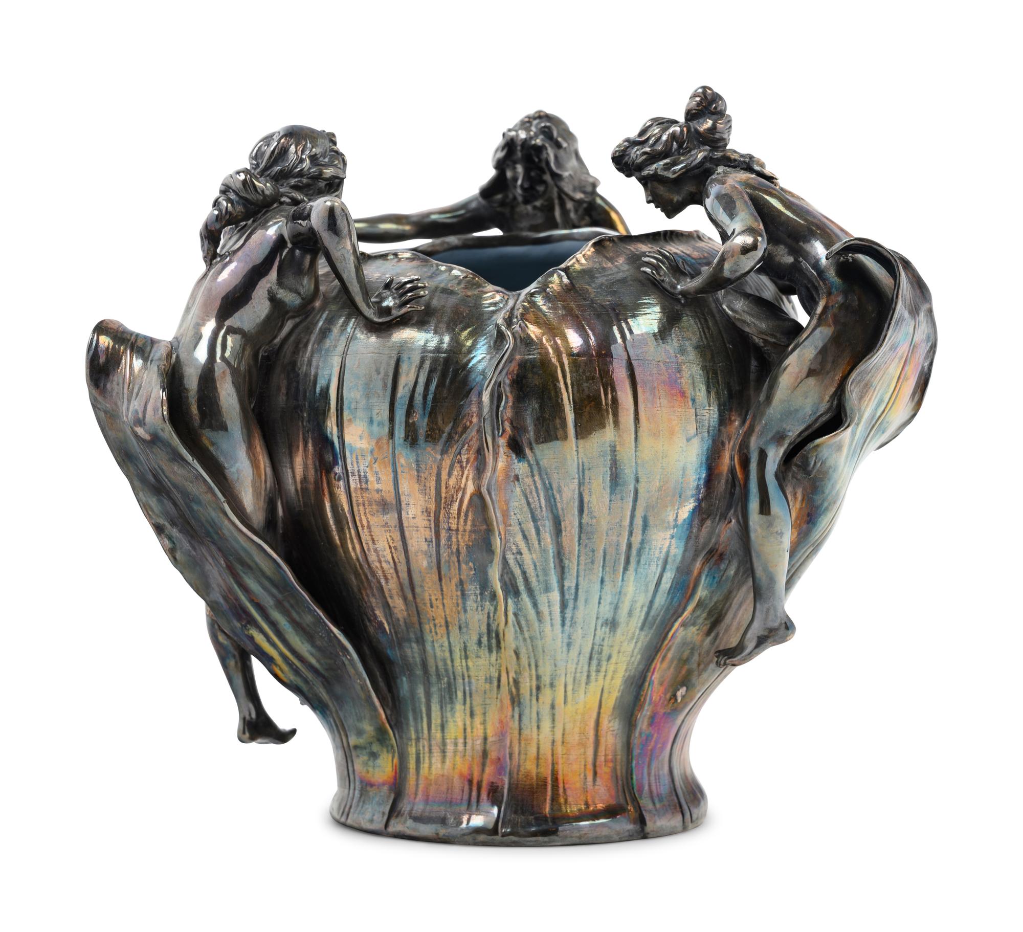 An Art Nouveau Silvered Vase