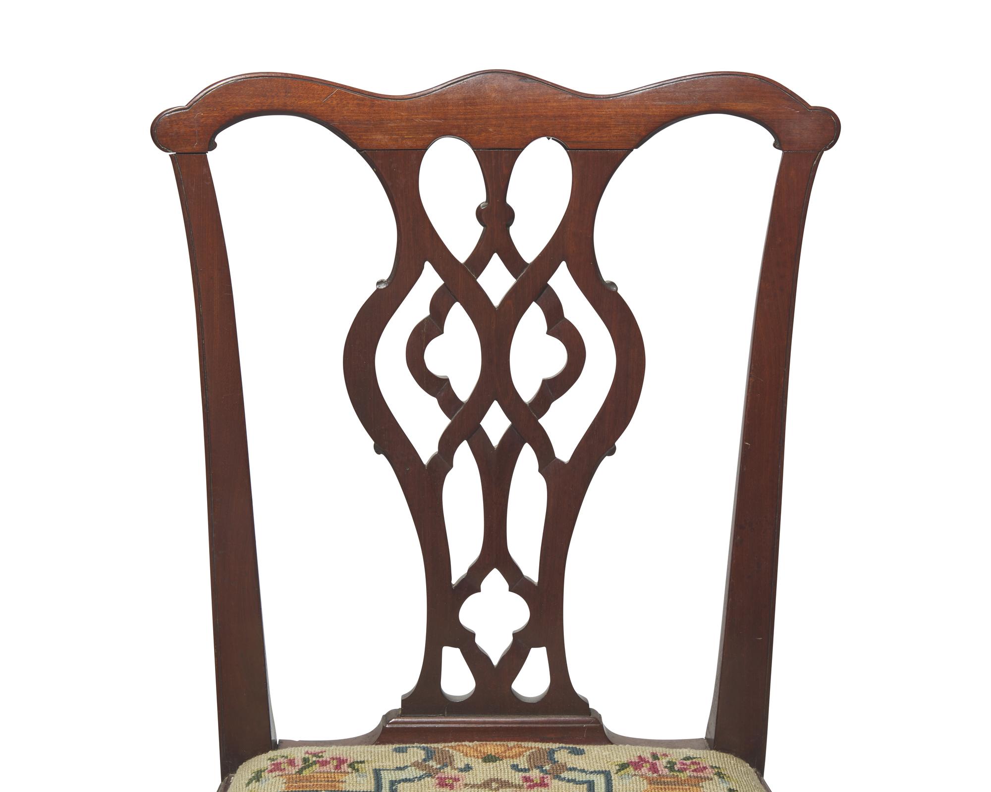 A Set of Five Chippendale Mahogany Side Chairs