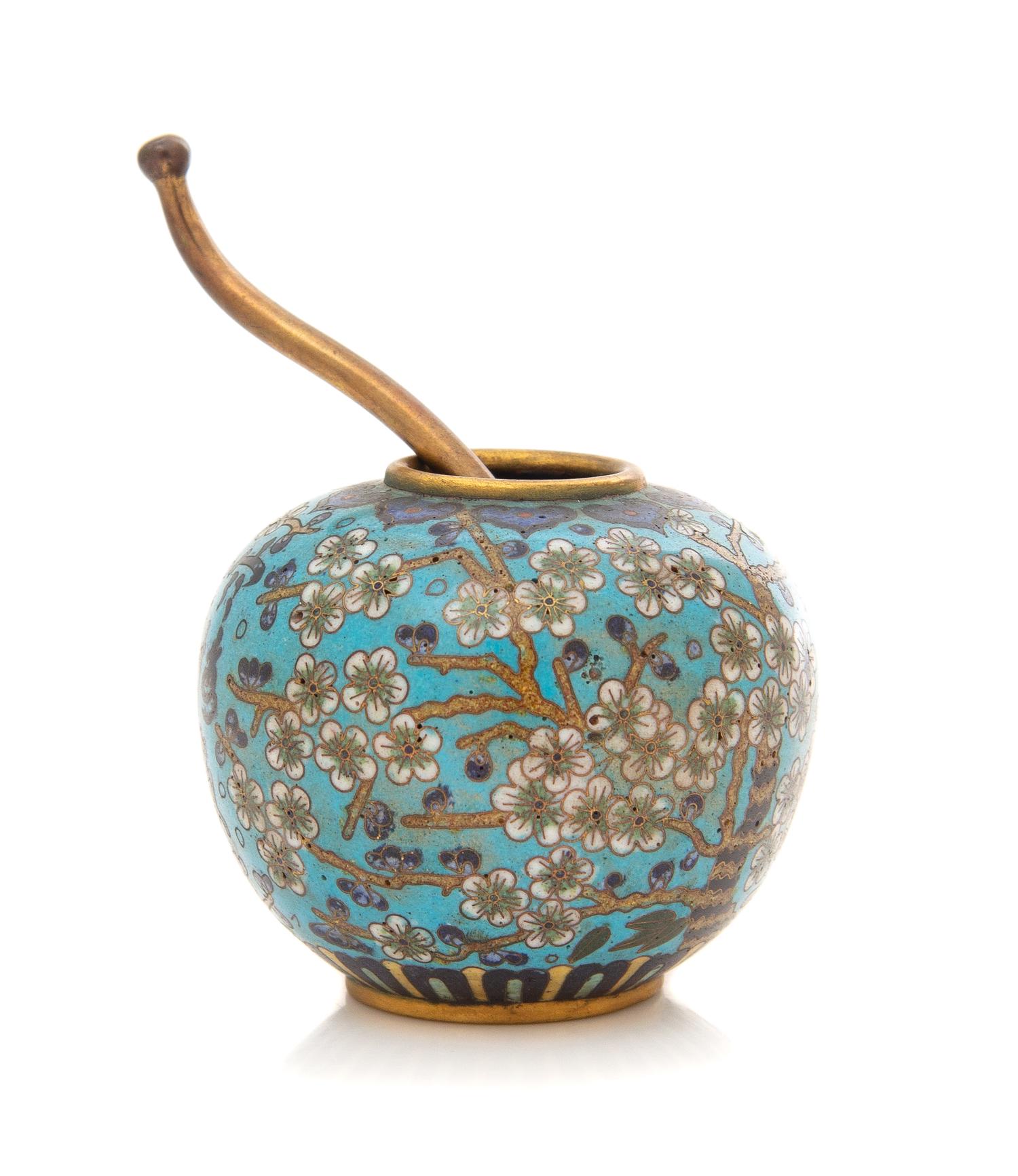 A Chinese Cloisonné Enamel Water Coupe with Spoon