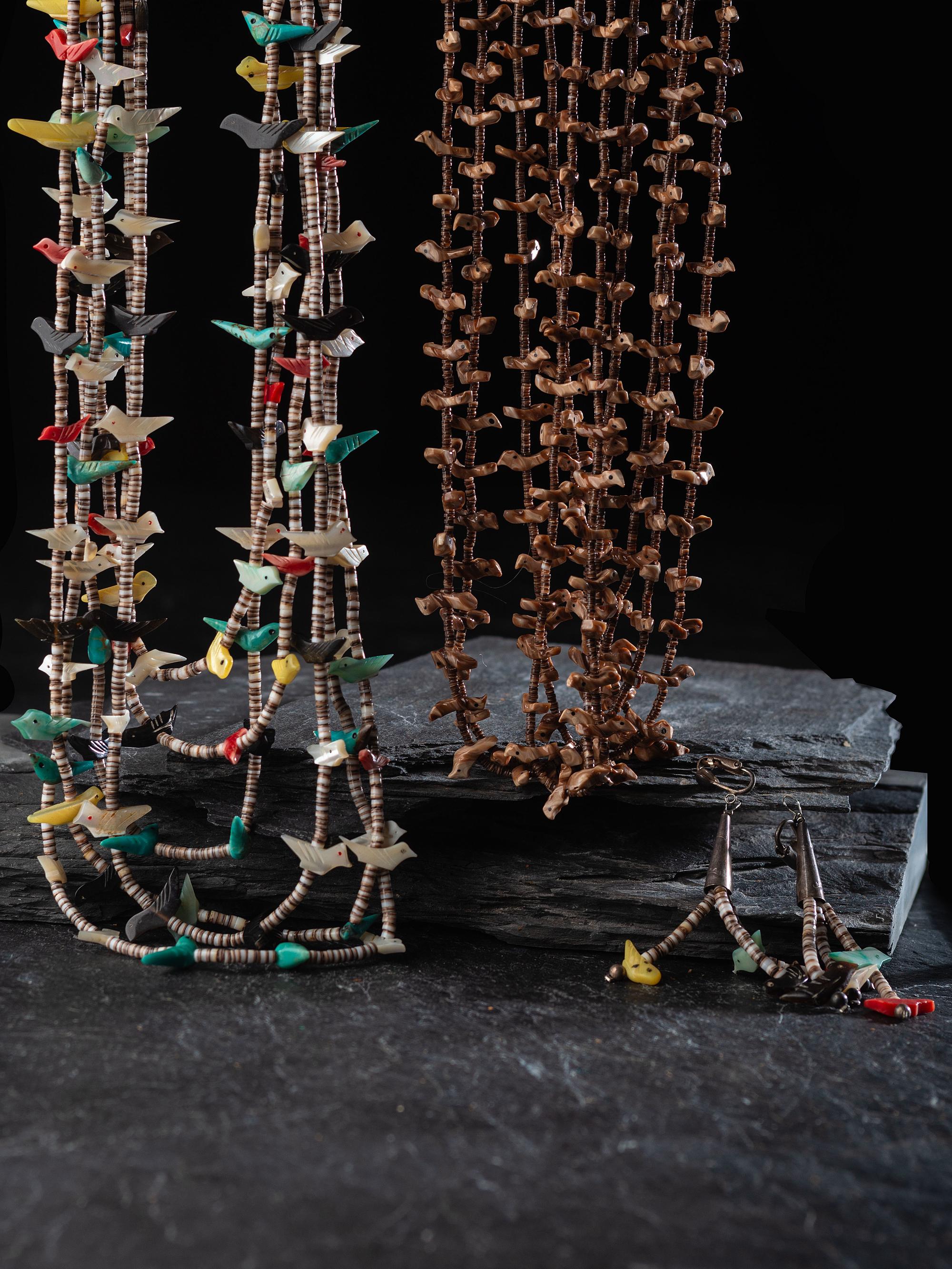 Zuni Multi-strand Fetish Necklace and Earrings
