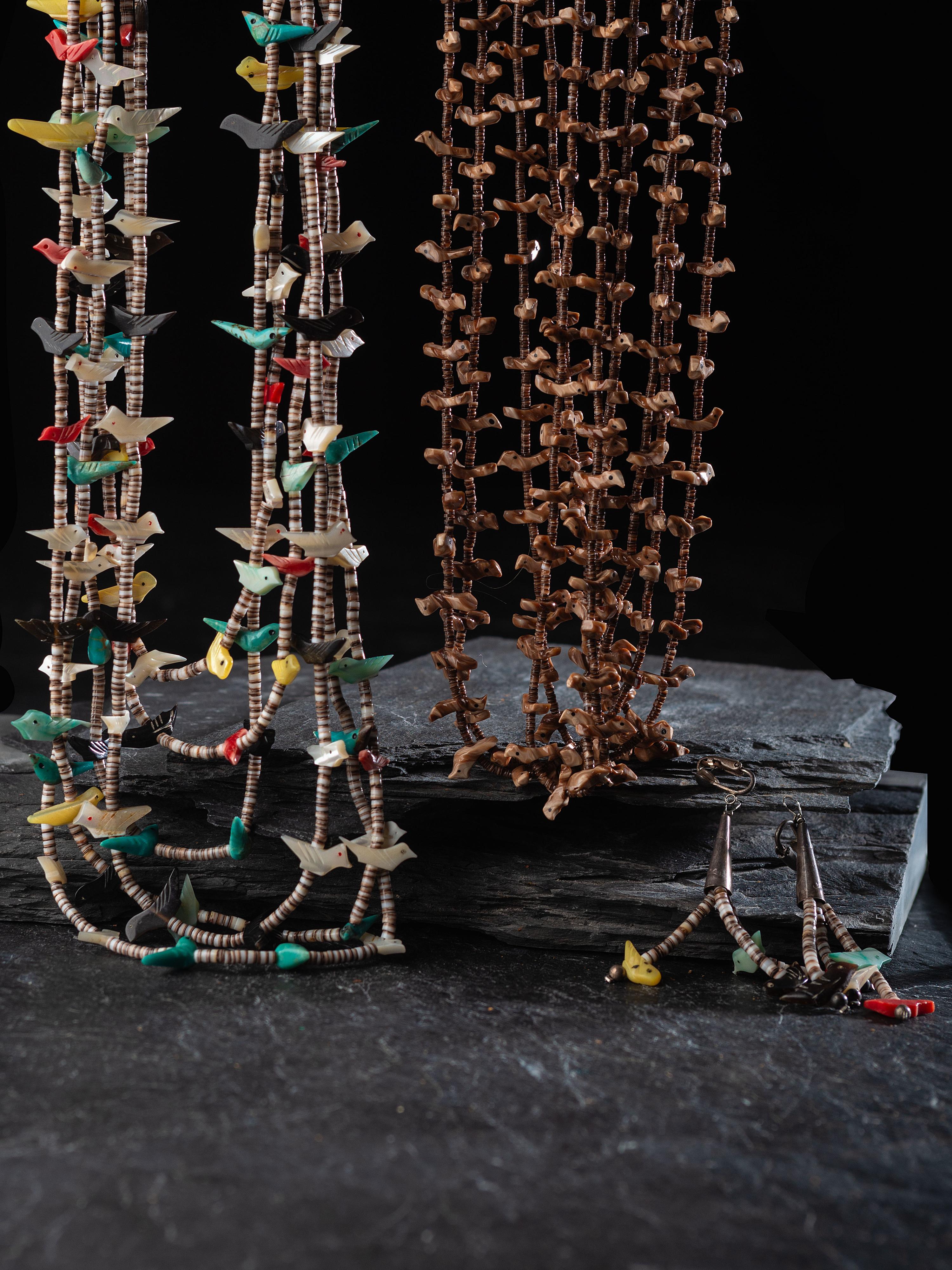 Zuni Multi-strand Fetish Necklace and Earrings