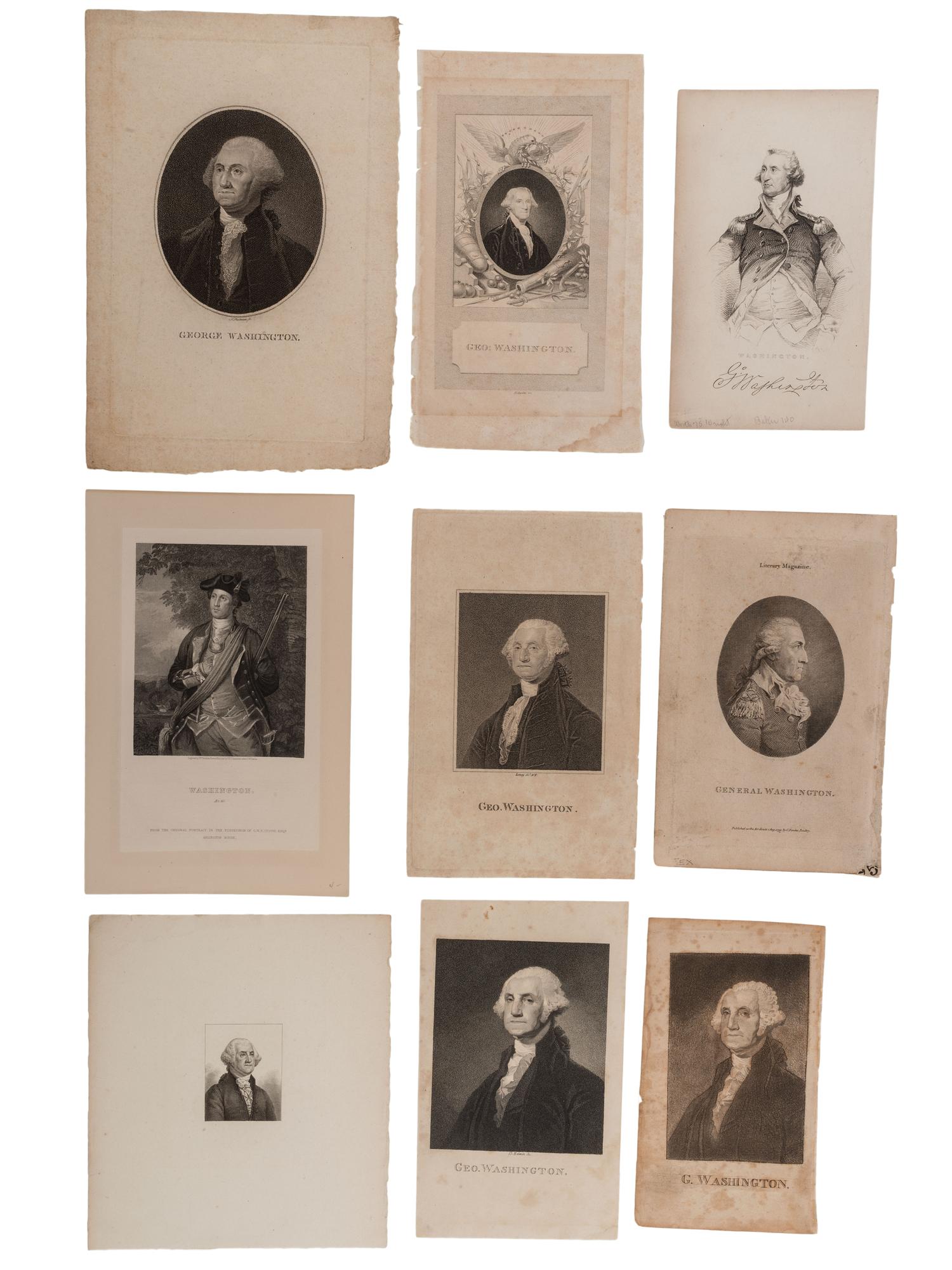 [WASHINGTON, George (1732-1799)]. A group of 13 engraved portraits of George Washington, comprising: