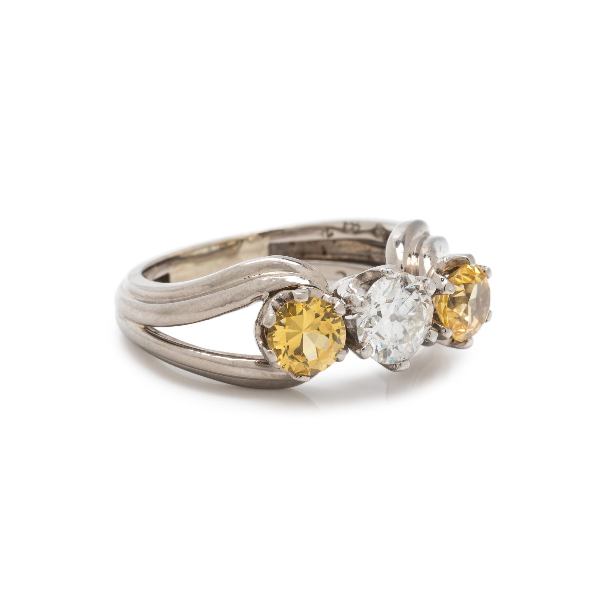 DIAMOND AND YELLOW SAPPHIRE RING