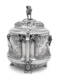 A German Silver-Plate Covered Tureen or Punch Bowl from the Saint Hubertus Hunting Lodge, Gelderland, Netherlands