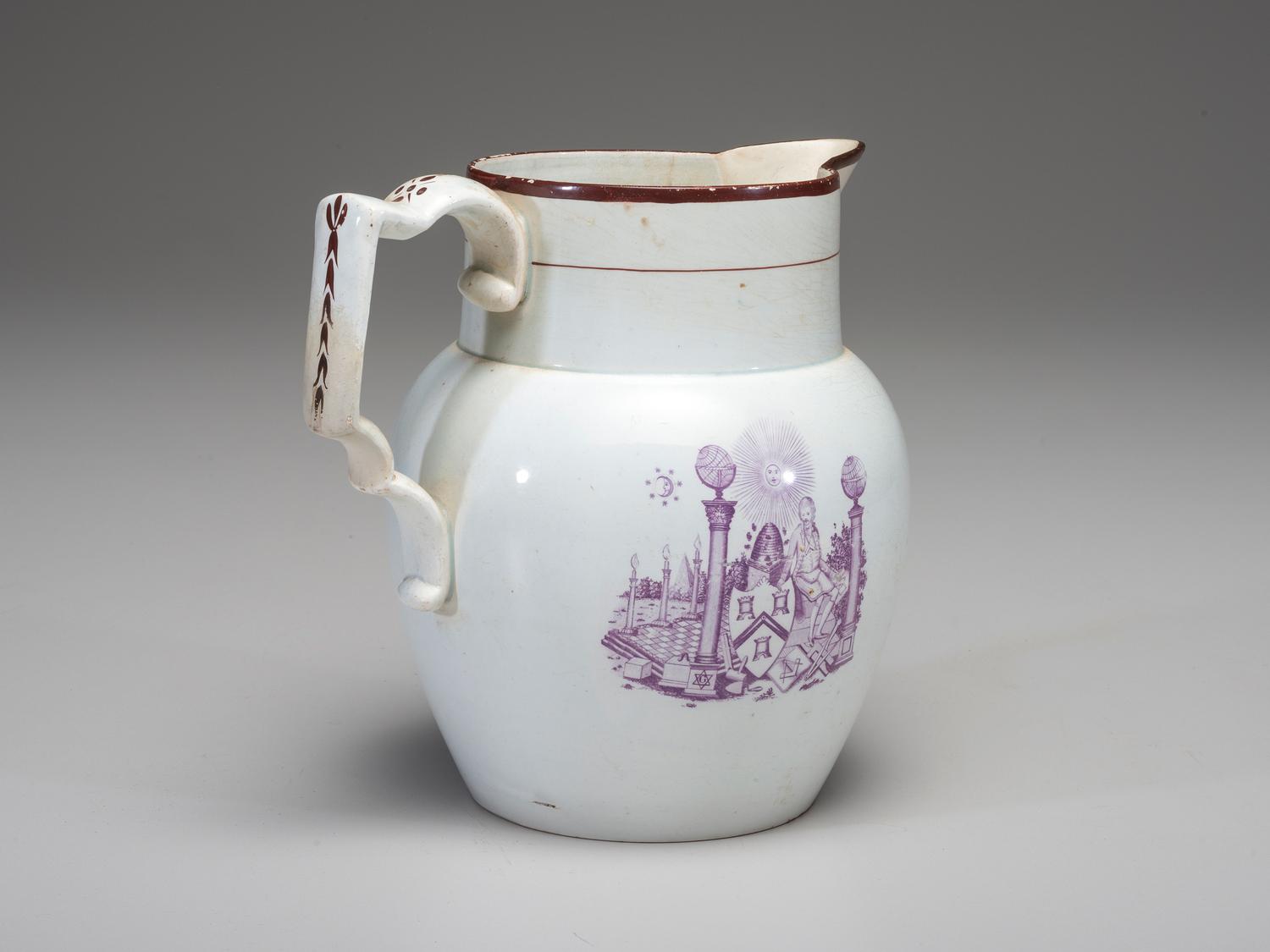 An 1804 Masonic Creamware Pitcher