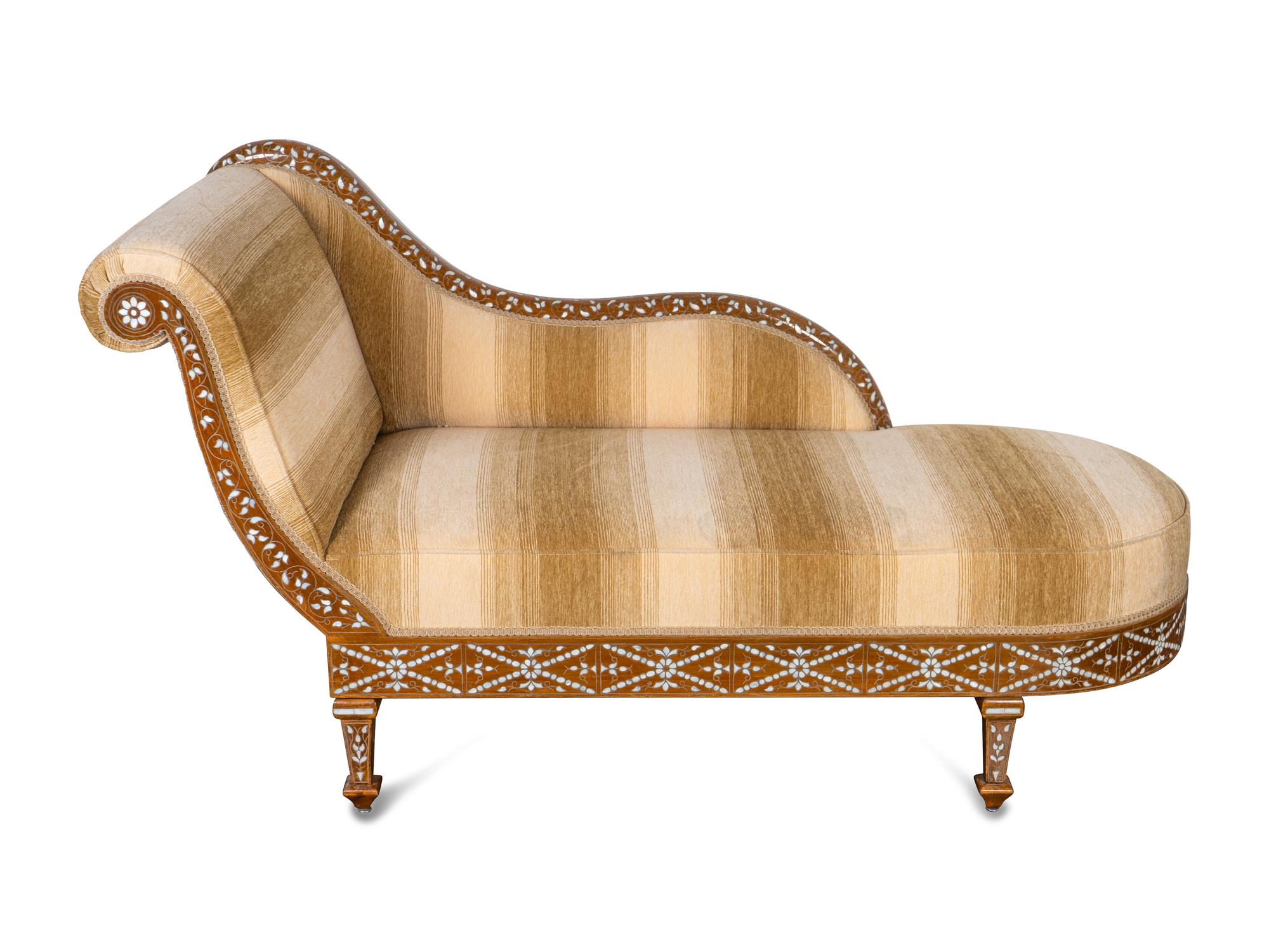 A Syrian Mother-of-Pearl and Pewter Inlaid Walnut Sofa — EARLY 20TH CENTURY