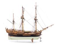 A Wooden Model of the Naval Research Vessel HMS Endeavor Height 25 x width 31 inches. — 20TH CENTURY