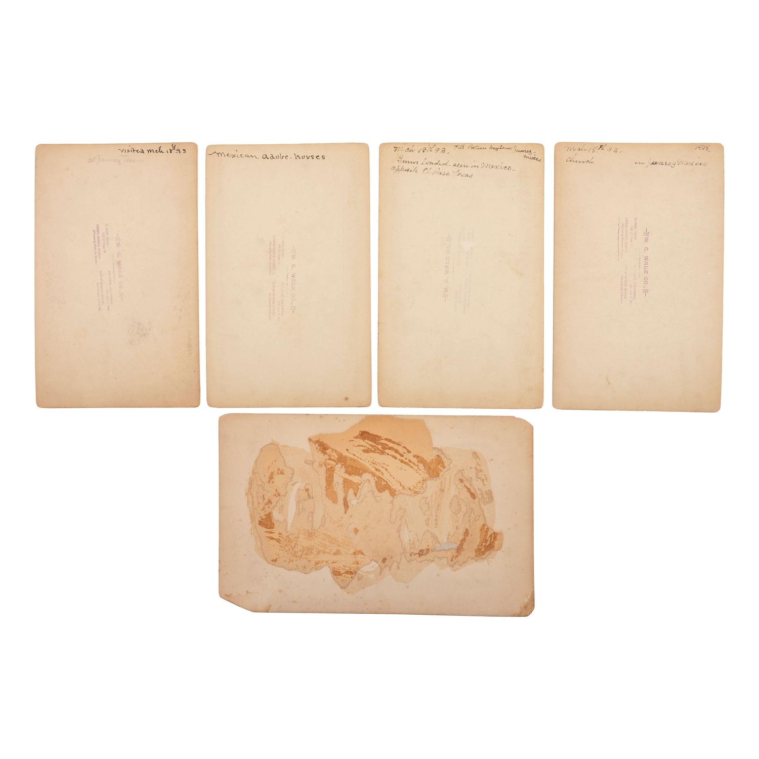[SOUTHWEST - EARLY PHOTOGRAPHY]. A group of cyanotypes, albumens, and silver gelatin photographs taken in Arizona, New Mexico, Texas, and Mexico, comprising: