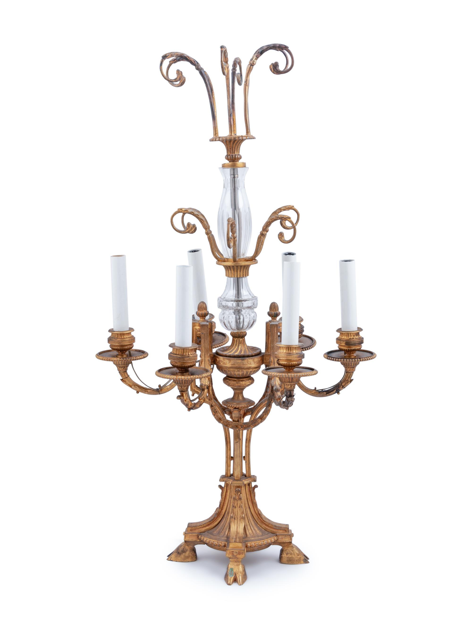 A Neoclassical Gilt Bronze Six-Light Candelabrum