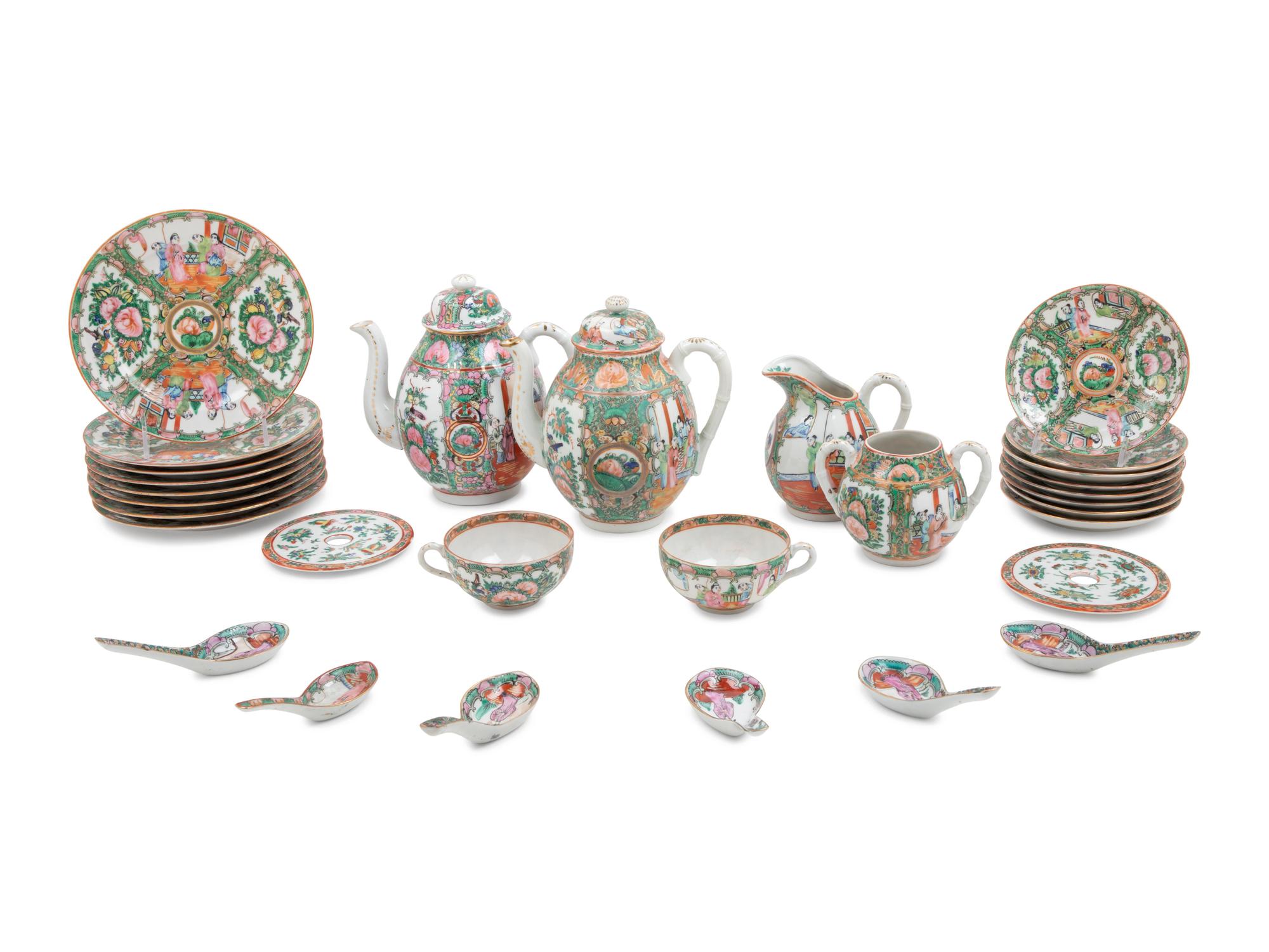 Thirty-Five Chinese Export Rose Medallion Porcelain Wares
