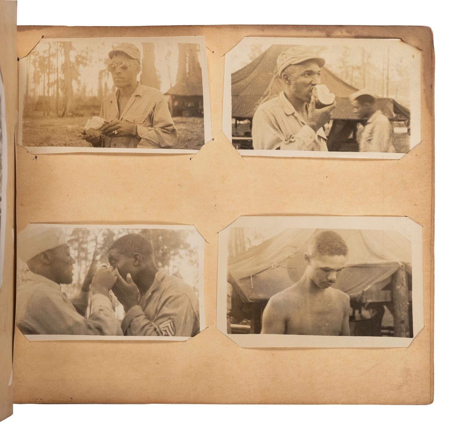 [AFRICAN AMERICANA]. Photographic archive related to Sgt. Robert L. Blackburn, 93rd Signal Company, 93rd Infantry Division, of Cleveland, Ohio.