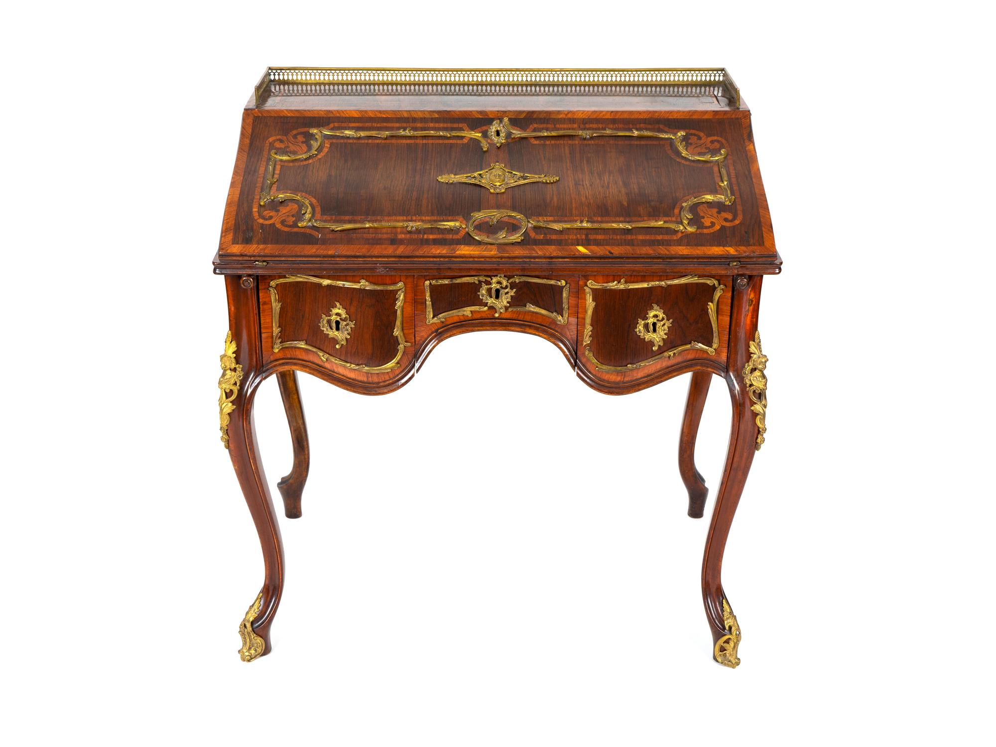 A Louis XV Style Gilt-Bronze-Mounted Kingwood Bureau en Pente — CIRCA 1900