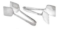 A Pair of American Silver Sandwich Tongs, Alan Adler, Los Angeles, CA, 20th Century, each having a spot-hammered finish with banded dec