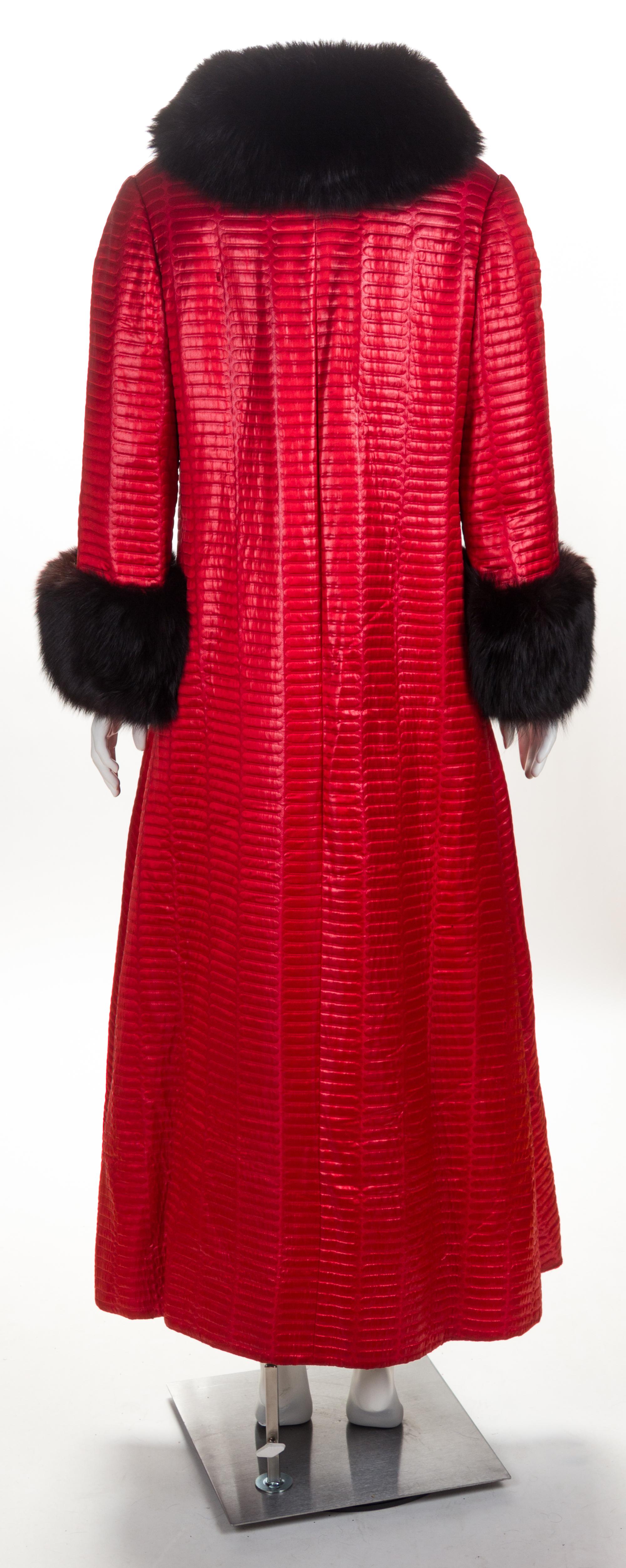 A Red Textured Mink Lined Coat, No size.