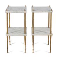 A Pair of Brass and Marble Side Tables