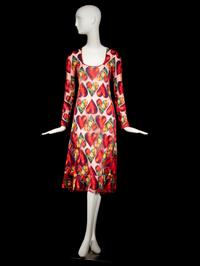 IMPORTANT GIANNI VERSACE DÉVORÉ JIM DINE HEART DRESS, FORMERLY OWNED BY GIANNI VERSACE, S/S 1997