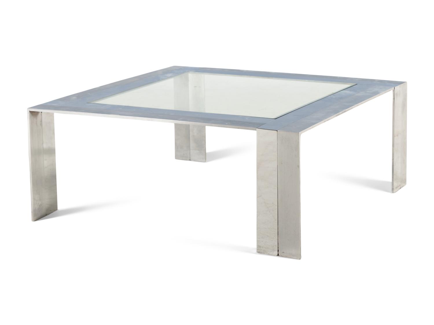 A Postmodern Steel and Glass Cocktail Table by Elaine Cohen