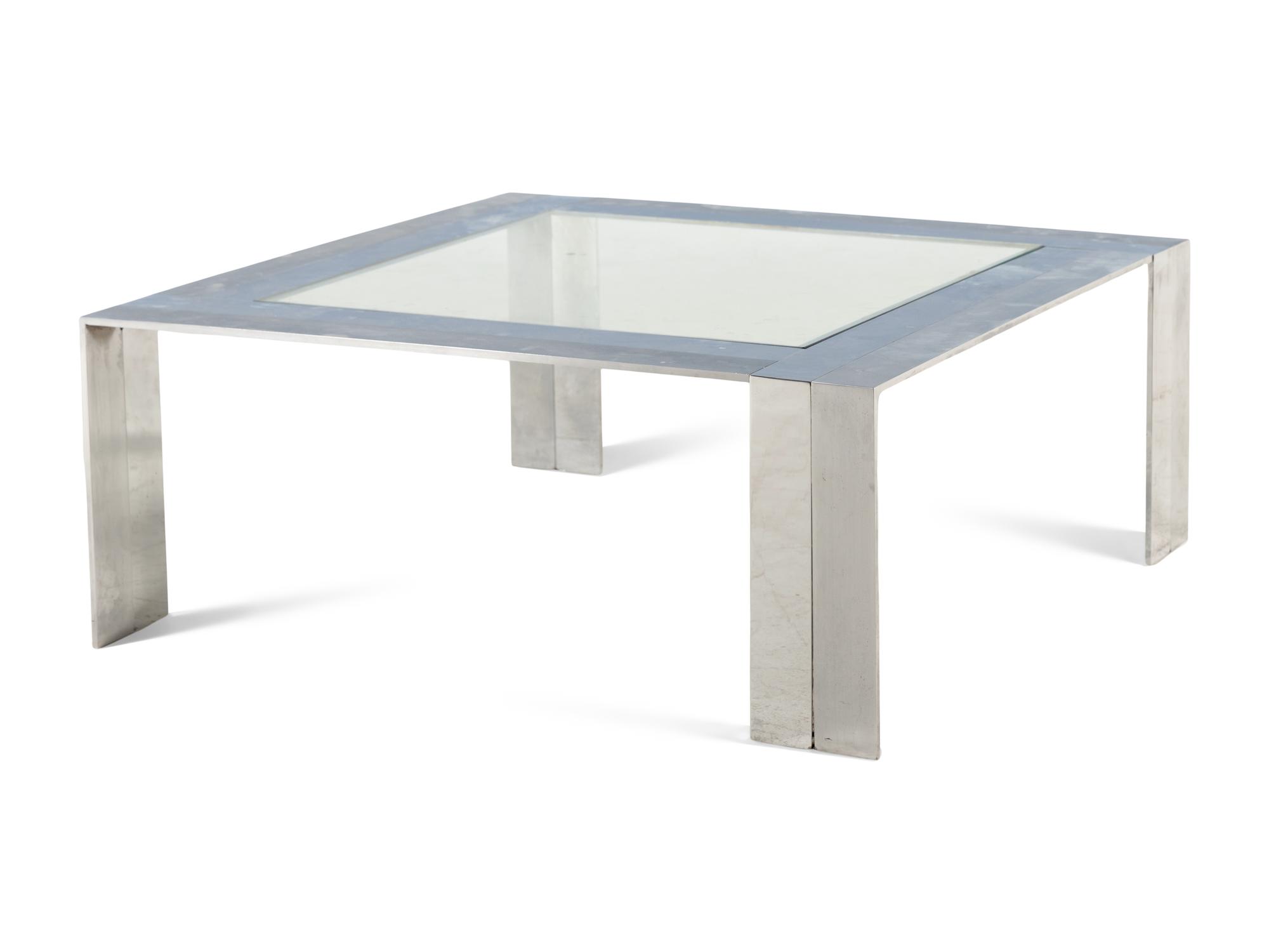 A Postmodern Steel and Glass Cocktail Table by Elaine Cohen