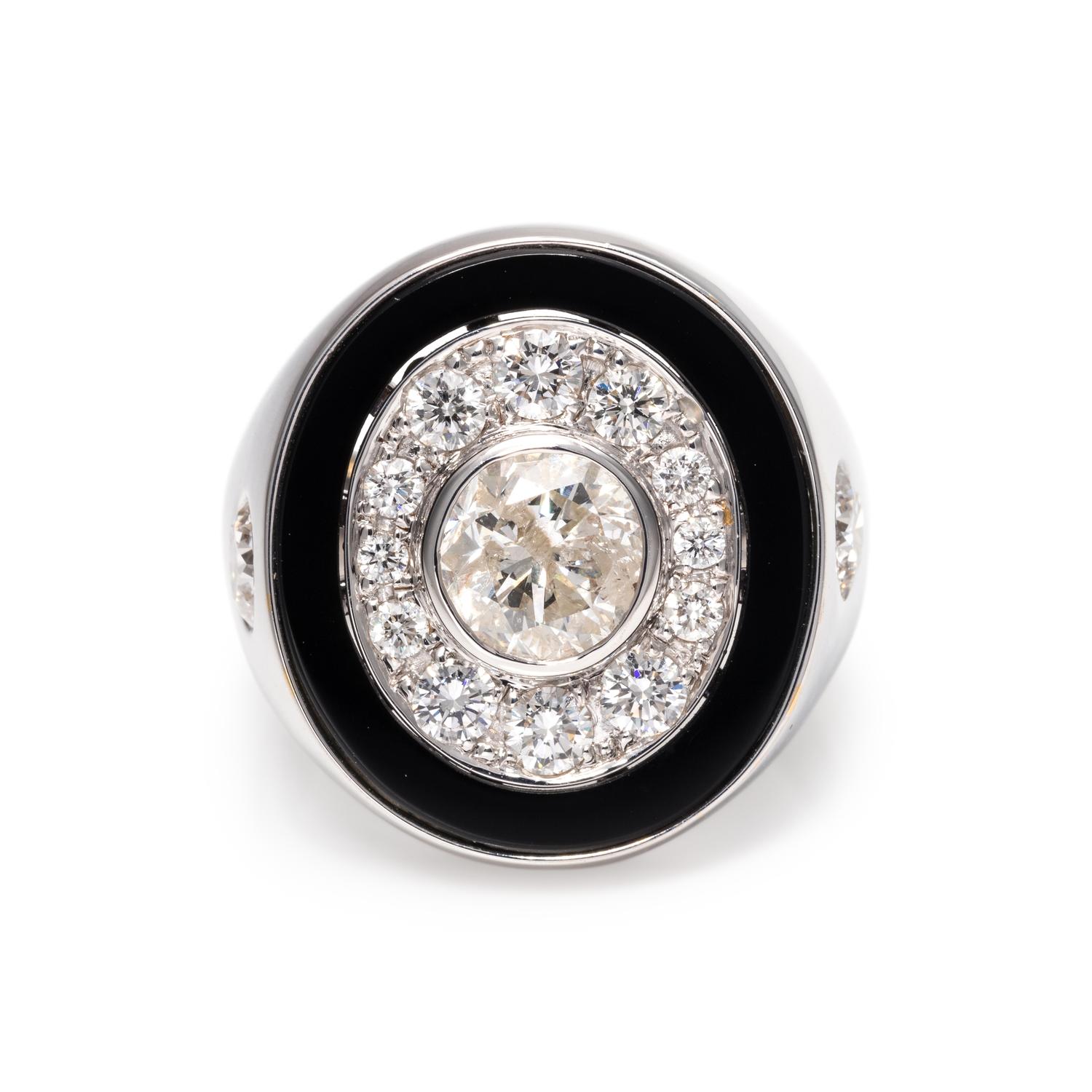 DIAMOND AND ONYX RING