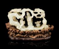 A White Jade Figural Group Length 5 1/2 inches. — 18TH/19TH CENTURY