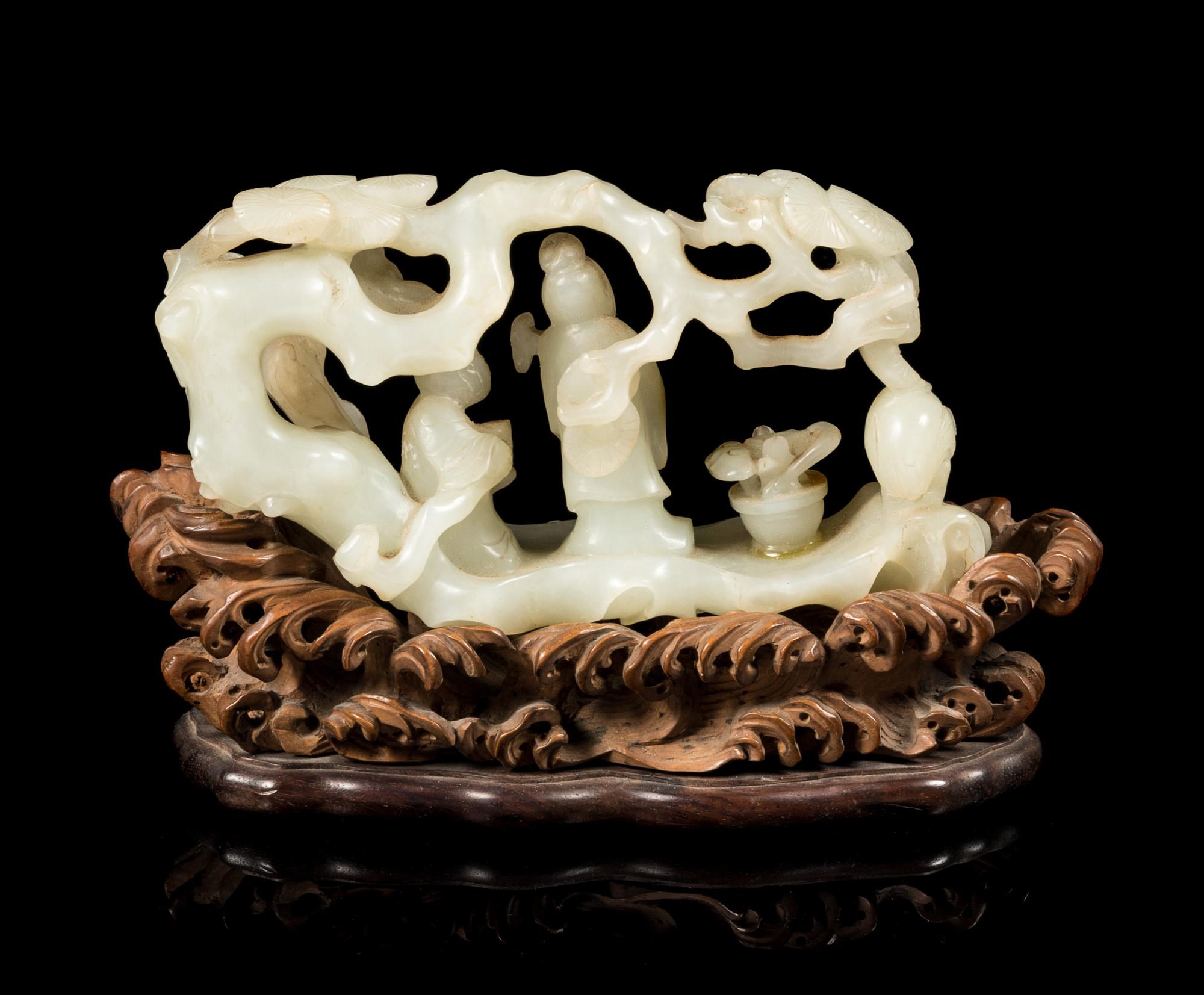 A White Jade Figural Group Length 5 1/2 inches. — 18TH/19TH CENTURY