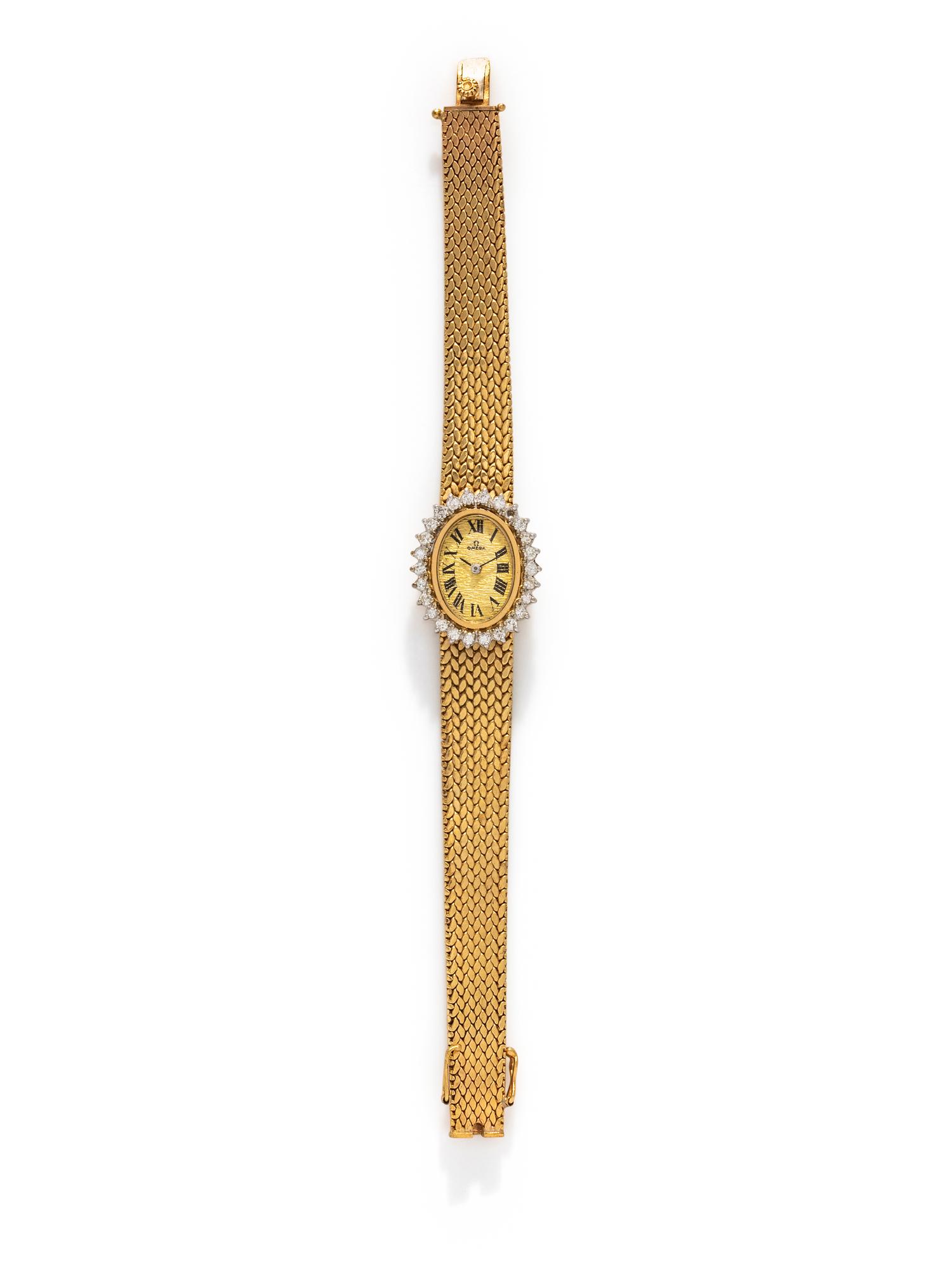 OMEGA, 14K YELLOW GOLD AND DIAMOND WATCH