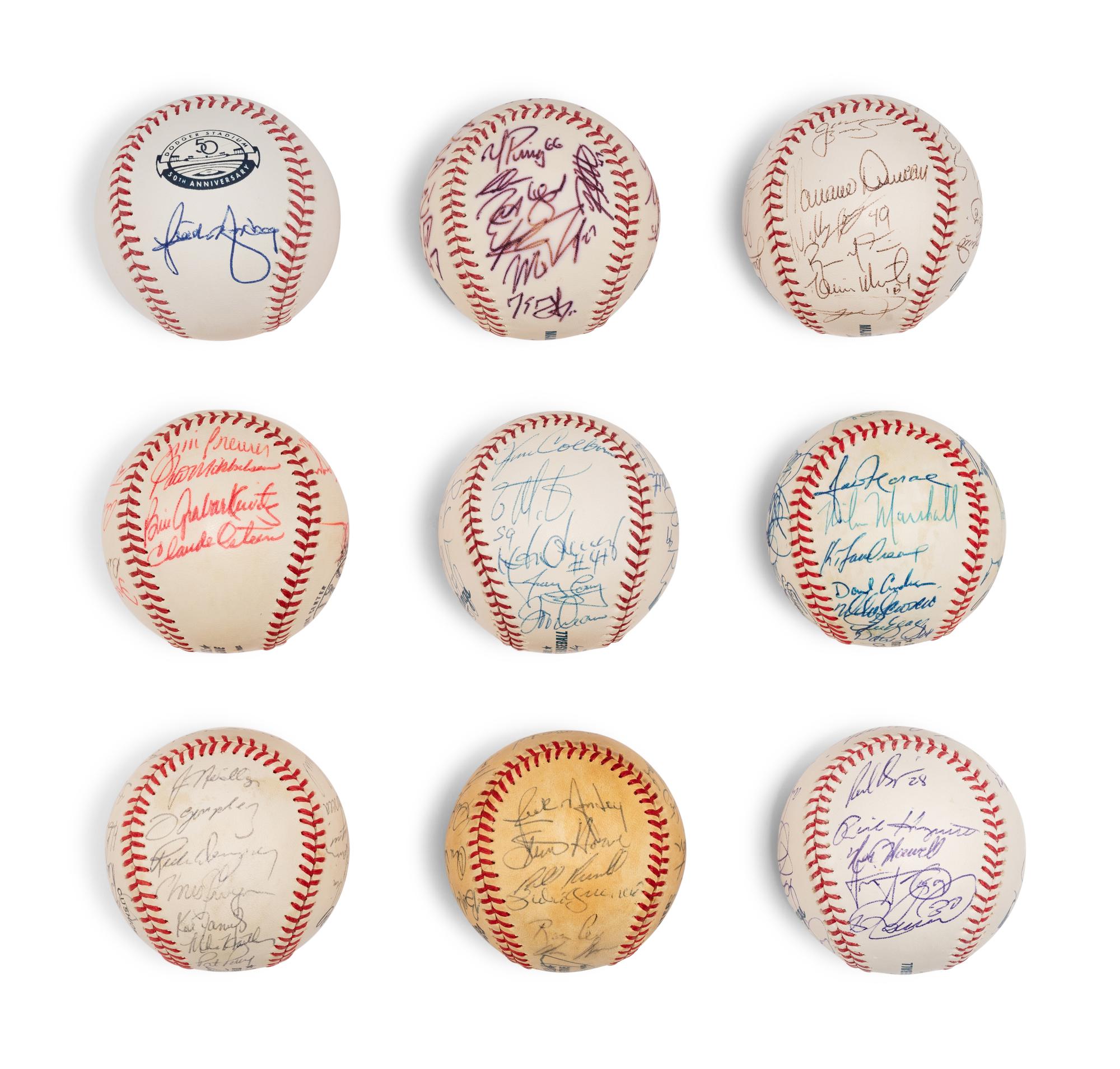 A Large Group of Assorted 1970s-2000s Los Angeles Dodgers Signed Autograph Baseballs,