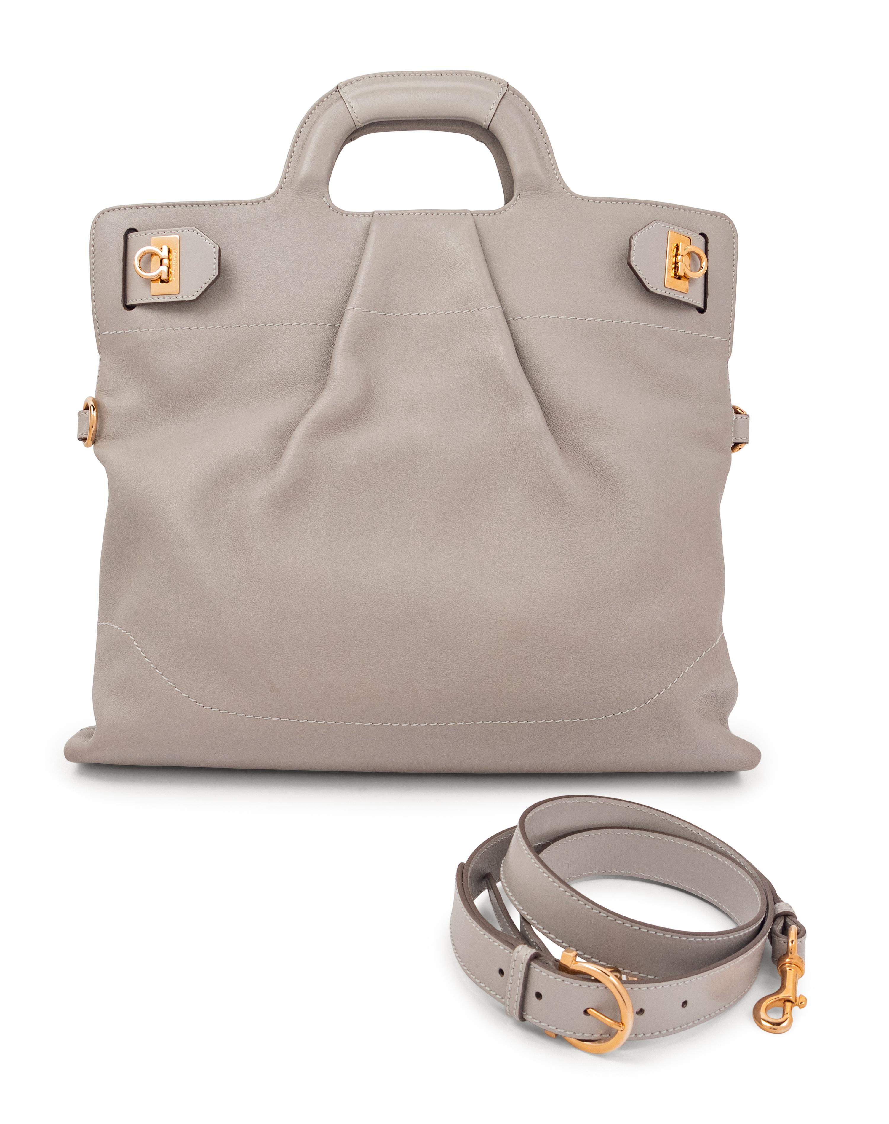 Salvatore Ferragamo Gray Leather Handbag, 2000s