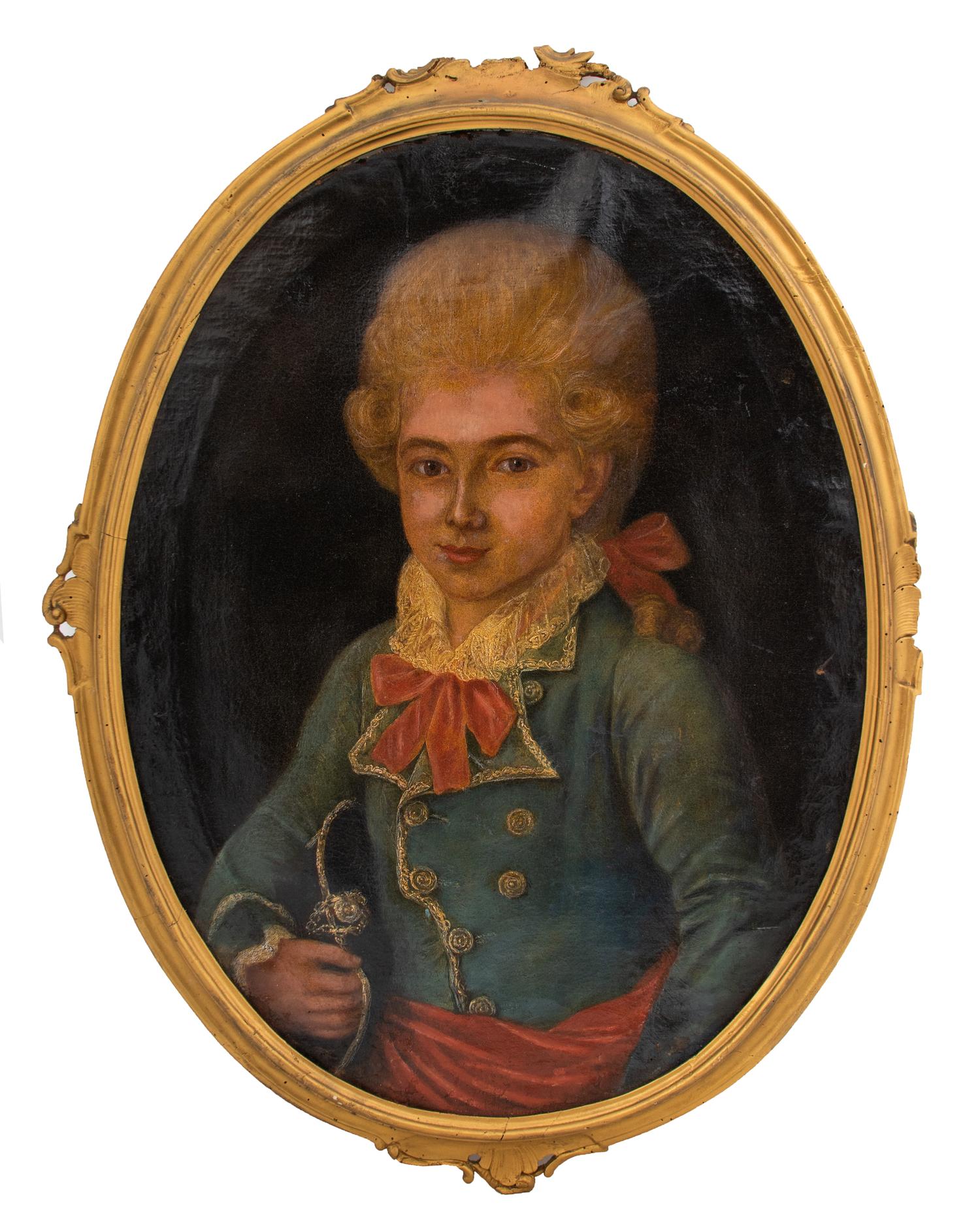 Continental School, 19th Century Untitled (Portrait of a Boy) oil on canvas 27 x 20 ½ inches.