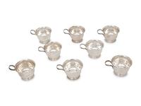A Set of Eight American Silver Teacups