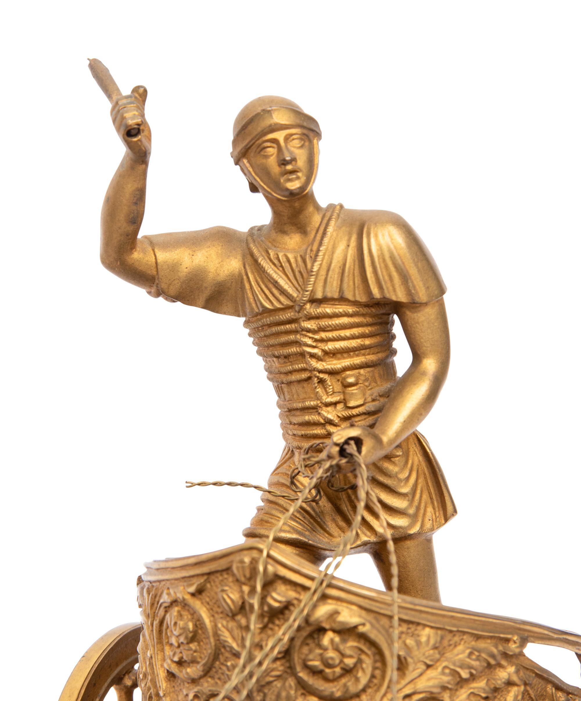 Two Gilt and Patinated Bronze Figure Groups of Roman Charioteers