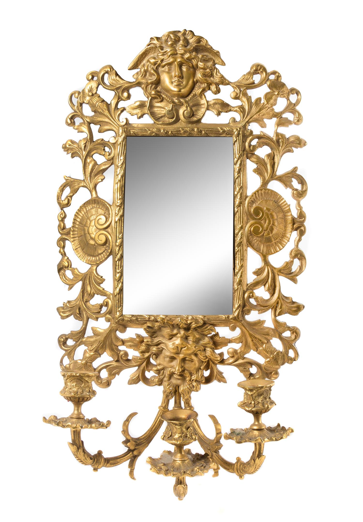 A Neoclassical Gilt Bronze Girandole Mirror Height 23 inches. — EARLY 20TH CENTURY