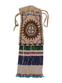 Apache Beaded Hide Drawstring Bag