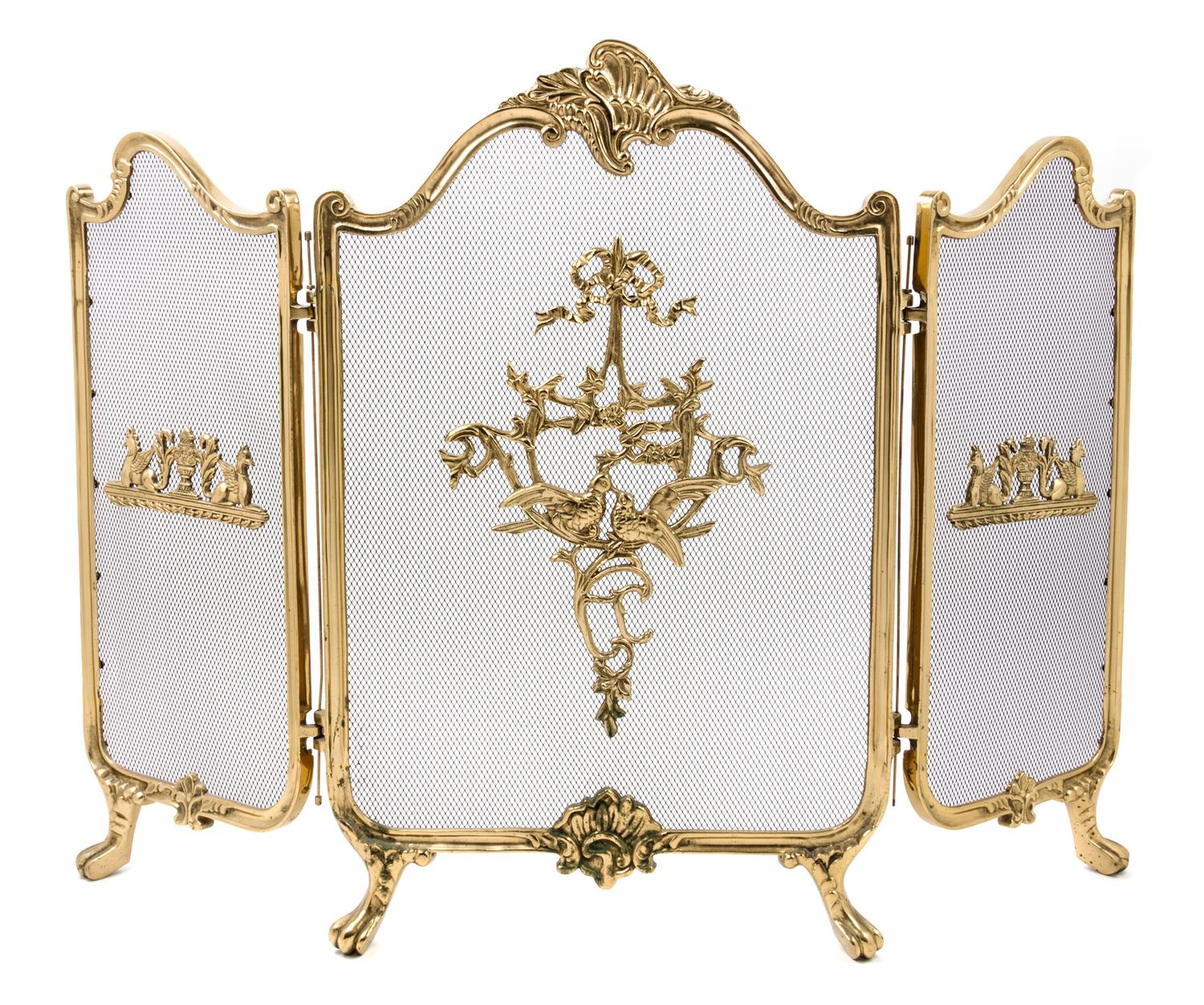 Two Rococo Style Brass Firescreens Height of taller screen 29 1/2 inches. — 20TH CENTURY