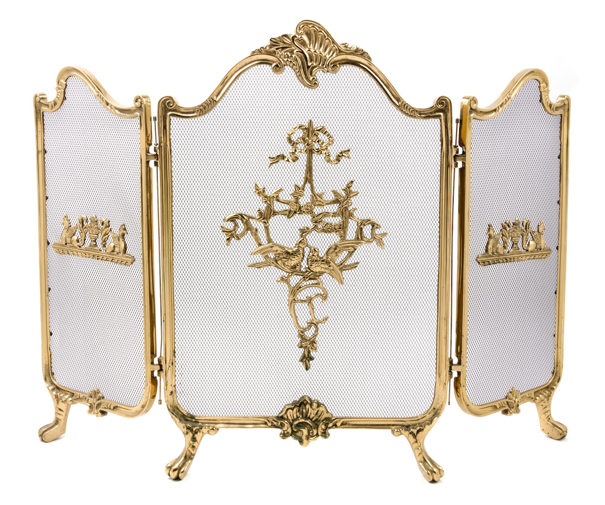 Two Rococo Style Brass Firescreens Height of taller screen 29 1/2 inches. — 20TH CENTURY