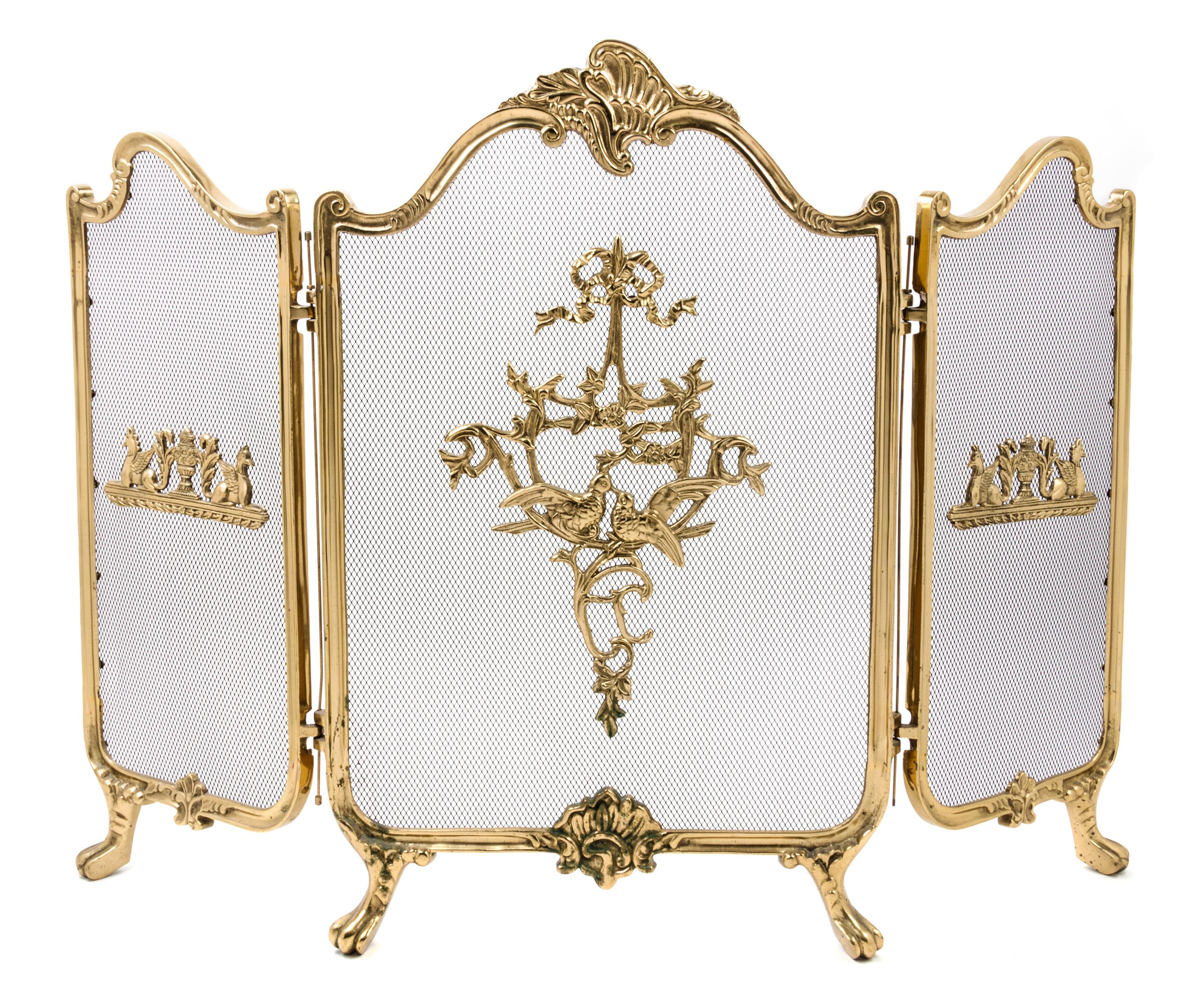 Two Rococo Style Brass Firescreens Height of taller screen 29 1/2 inches. — 20TH CENTURY
