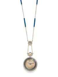 TIFFANY & CO., EDWARDIAN, DIAMOND AND ENAMEL WATCH PENDANT
