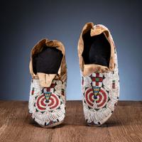 Sioux Child's Beaded Hide Moccasins