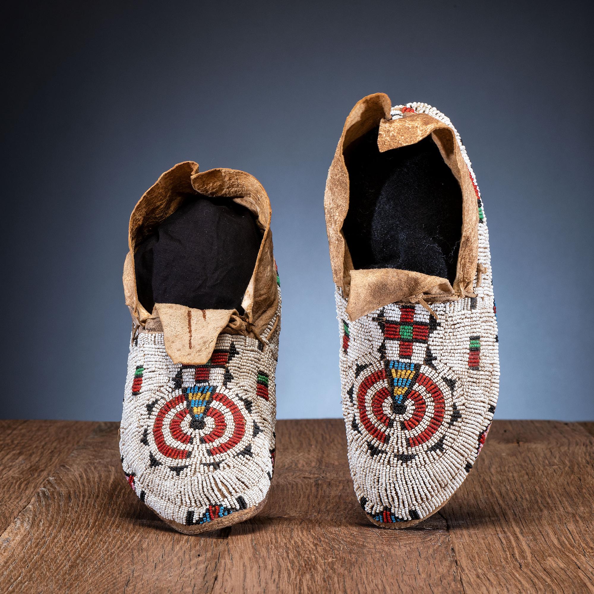 Sioux Child's Beaded Hide Moccasins