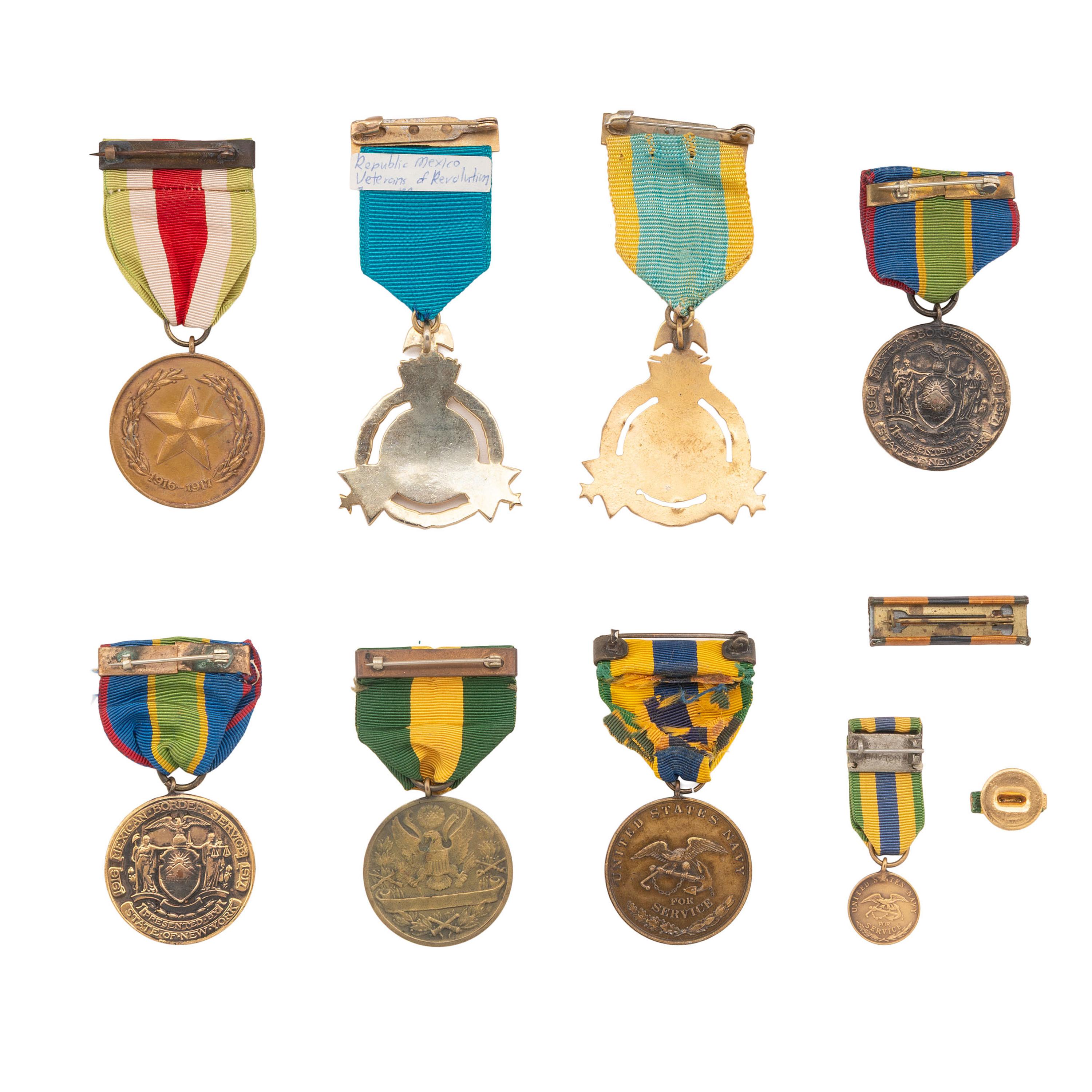 [Militaria] 8 medals for service during the Mexican Border War, incl. Mexican veteran medals.