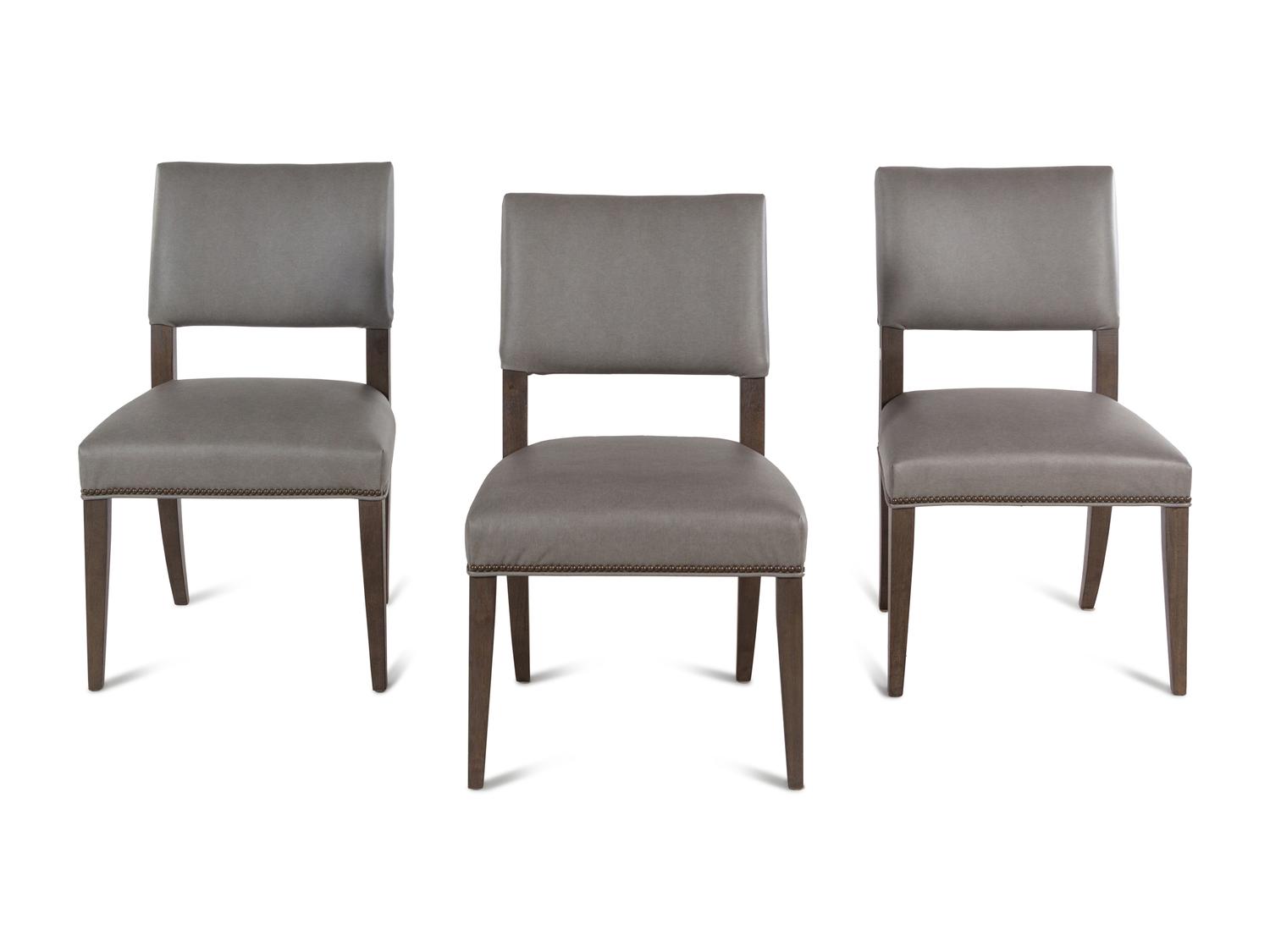 A Set of Three Contemporary Dining Chairs with Nailhead Decoration