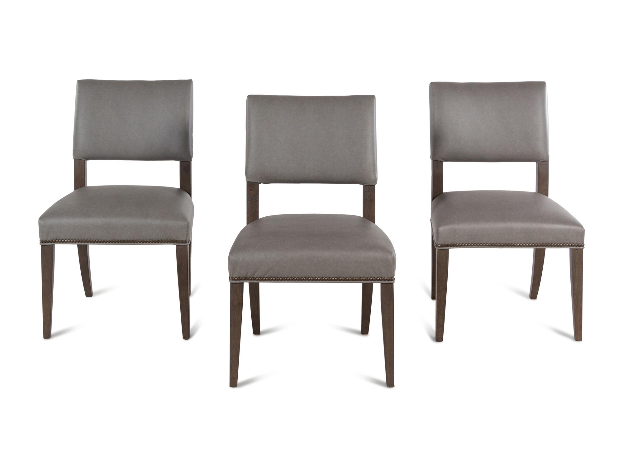 A Set of Three Contemporary Dining Chairs with Nailhead Decoration