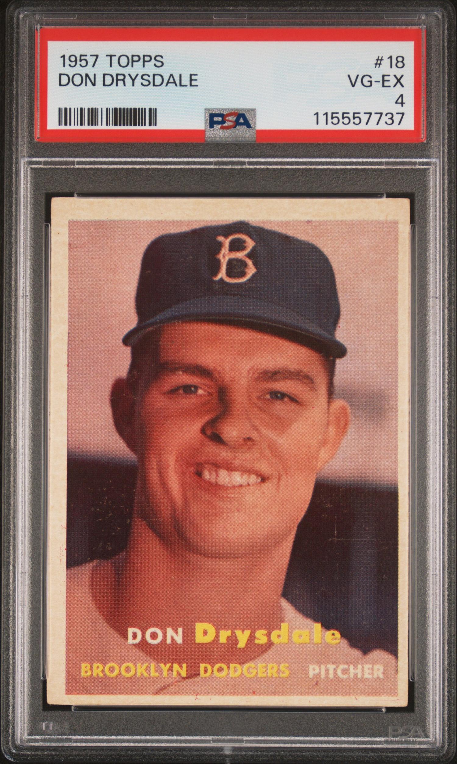A 1957 Topps Don Drysdale Rookie Baseball Card No. 18 (PSA 4 VG-EX) from The Collection of David Eisenhower