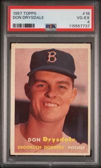 A 1957 Topps Don Drysdale Rookie Baseball Card No. 18 (PSA 4 VG-EX) from The Collection of David Eisenhower