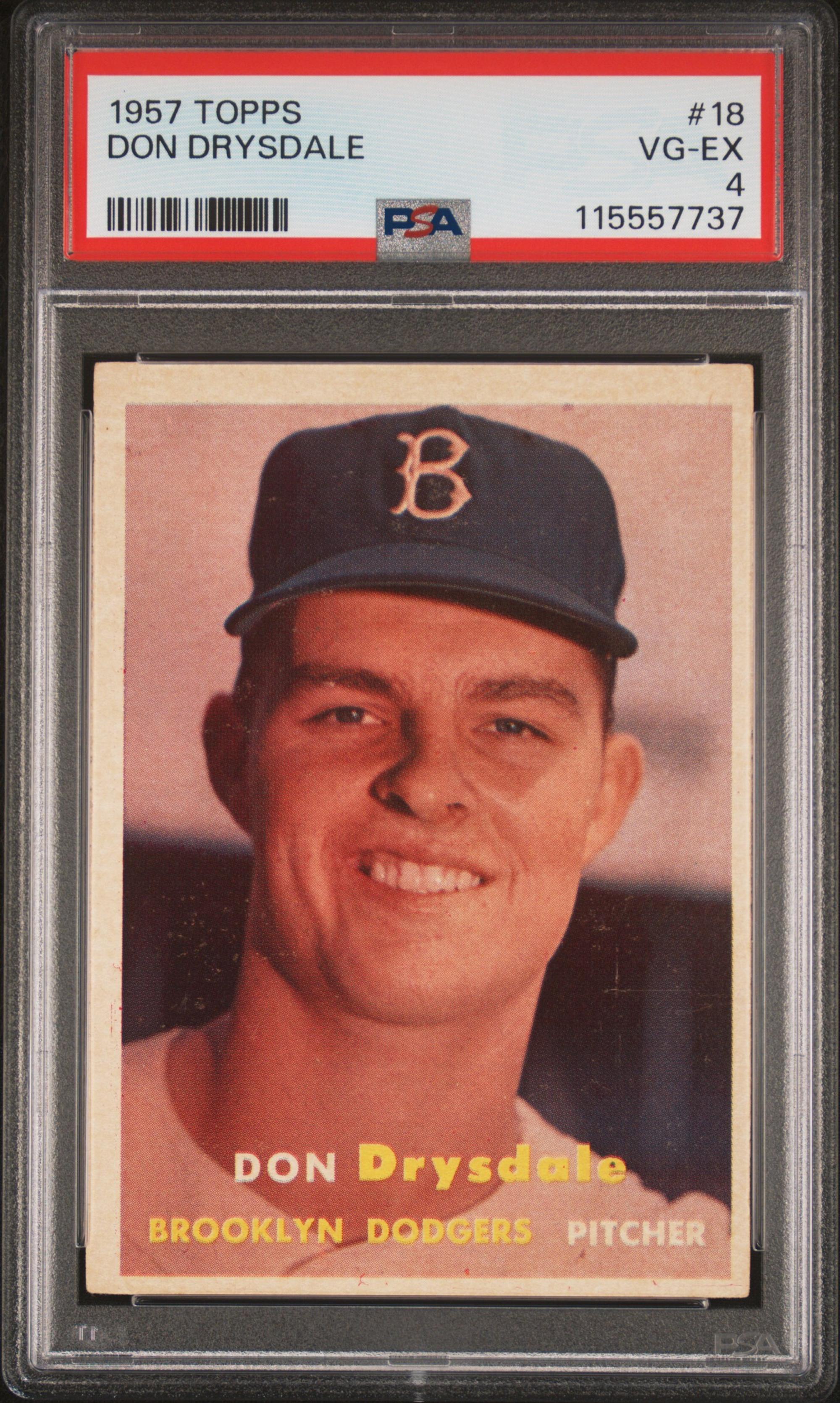 A 1957 Topps Don Drysdale Rookie Baseball Card No. 18 (PSA 4 VG-EX) from The Collection of David Eisenhower