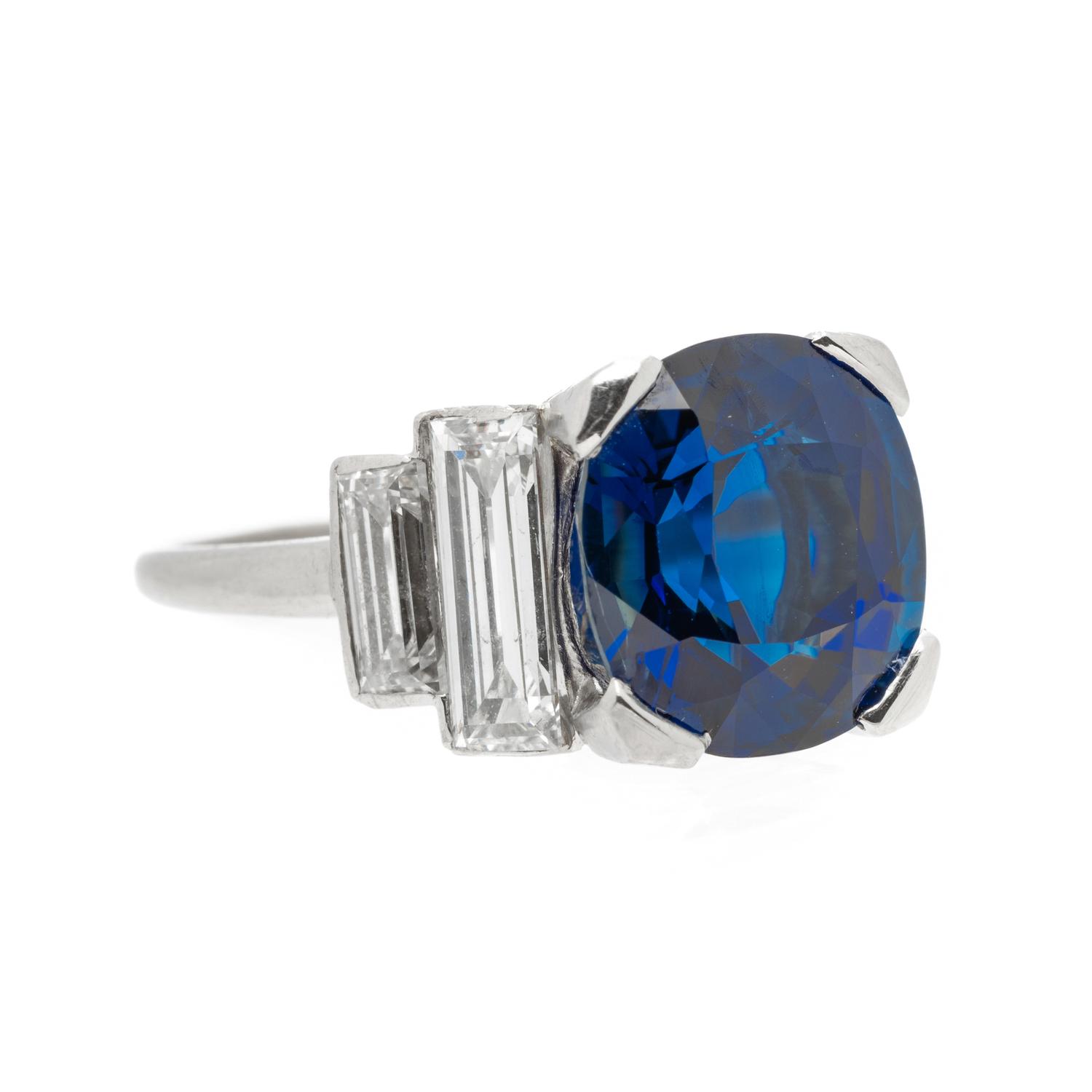 CARTIER, FRANCE, SAPPHIRE AND DIAMOND RING